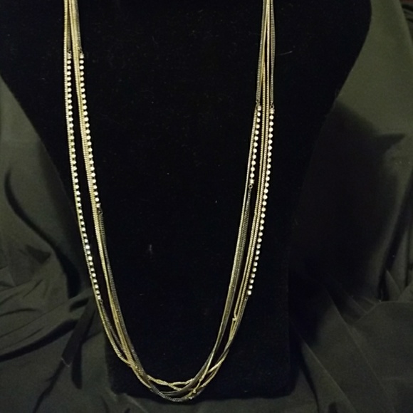 19" black and gold chain with Crystals - Picture 1 of 3